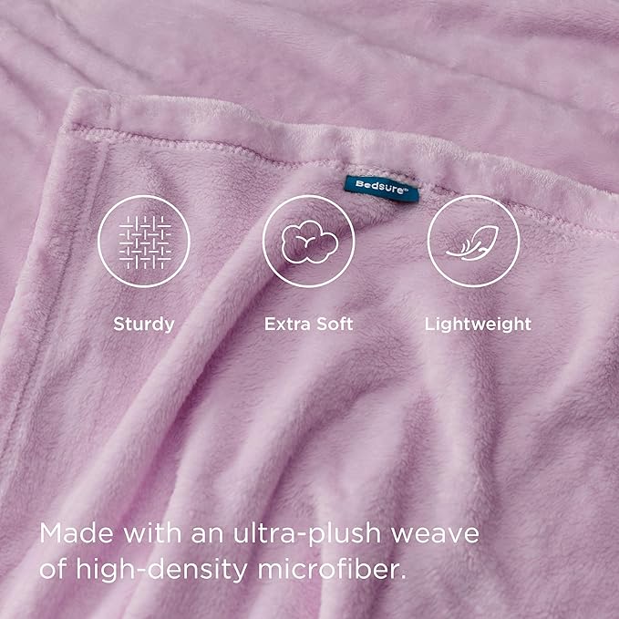 Bedsure Fleece Blankets Queen Size Lilac Lavender - Bed Blanket Soft Lightweight Plush Fuzzy Cozy Luxury Microfiber, 90x90 inches