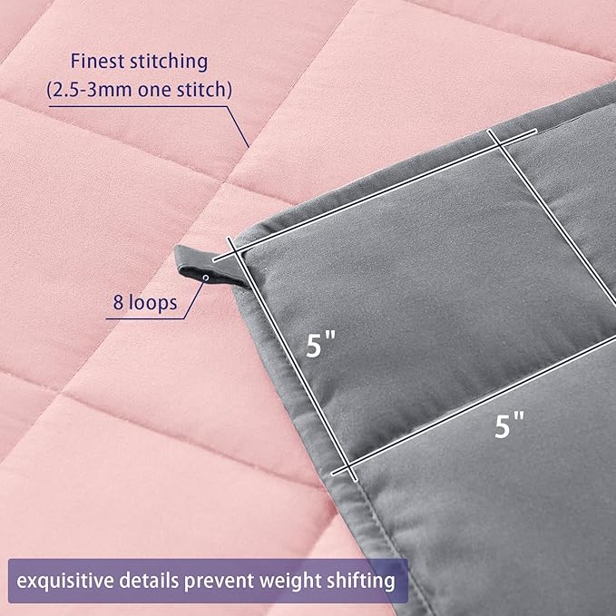 yescool Weighted Blanket for Adults (25 lbs, 60" x 80", Pink Grey) Cooling Heavy Blanket for Sleeping Perfect for 240-260 lbs, Queen Size Breathable Blanket with Premium Glass Bead, Machine Washable