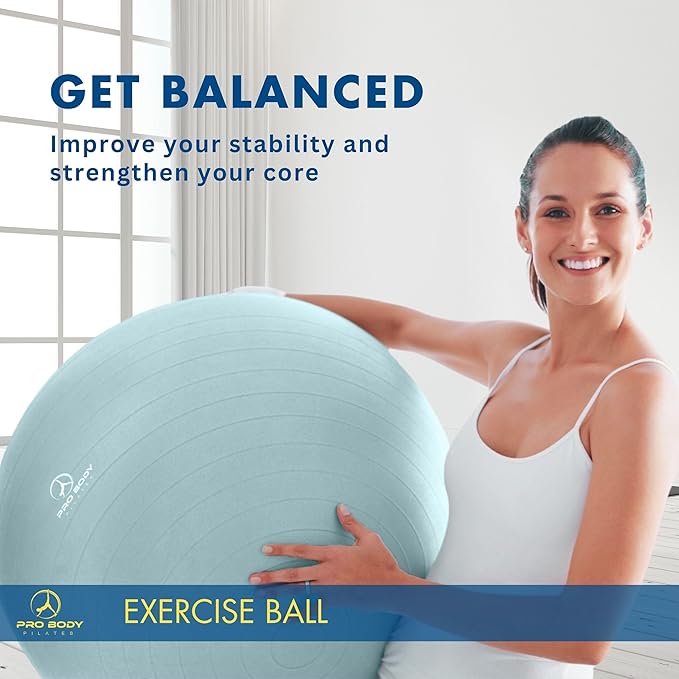 ProBody Pilates Yoga Ball - Fresh Colors Exercise Ball for Stability, Pregnancy, Workout & Physical Therapy