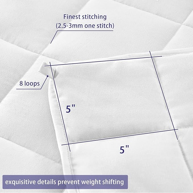 yescool Weighted Blanket for Adults (15 lbs, 48" x 72", White) Cooling Heavy Blanket for Sleeping Perfect for 140-160 lbs, Twin Size Breathable Blanket with Premium Glass Bead, Machine Washable