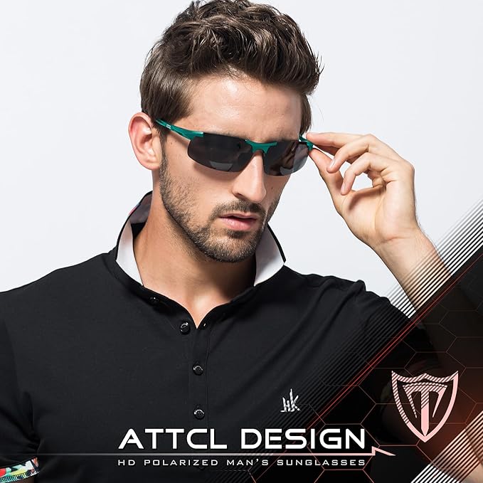 ATTCL Men's Sports Polarized Sunglasses Men for Driving running Fishing Golf - UV Protection Sun glasses Metal Frame