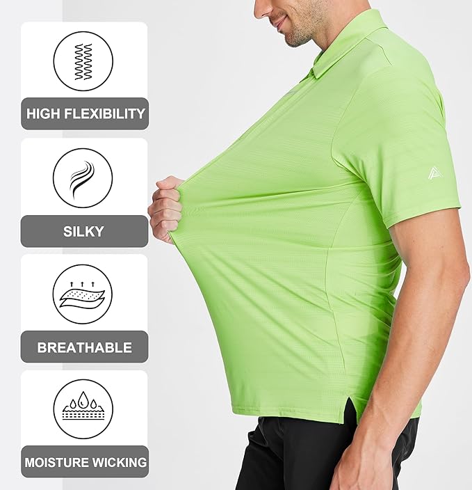Men's Jacquard Golf Polo Shirt Moisture Wicking Performance Fit