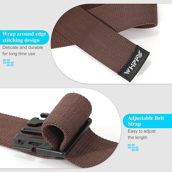 WHIPPY Mens Elastic Stretch Belt Unisex Adventure Web Belt for Women Men with Non-Metal Buckle Adjustable Belts