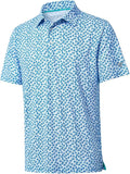 Men's Golf Polo Shirts Short Sleeve Striped Performance Moisture Wicking Dry Fit Golf Shirts for Men