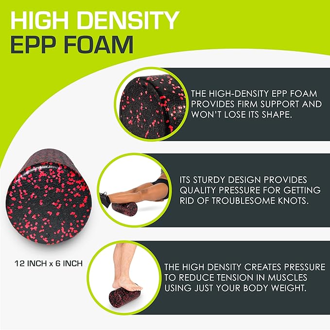 ProsourceFit High Density Foam Rollers 18 to 36 - inches Long, Firm Full Body Athletic Massage Tool for Back Stretching, Yoga, Pilates, Post Workout Muscle Recuperation