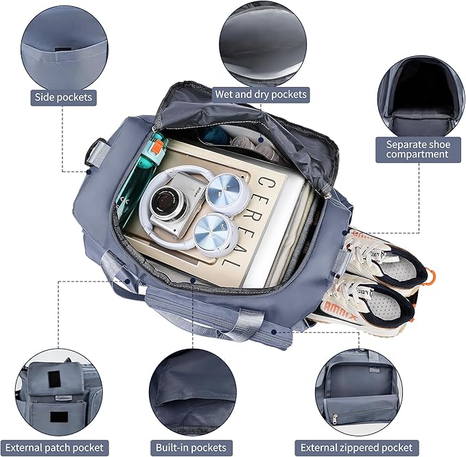 Supercenter Gym Bag, For Both Men and Women, Foldable, With Shoe Compartment and Wet/Dry Compartment