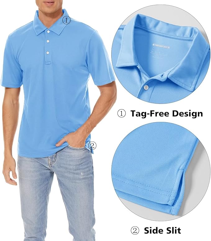 Men's Quick-Dry Pique Golf Polo – Lightweight Performance Work Shirt