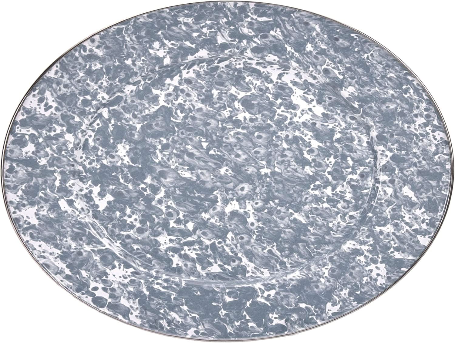 12 x 16 inch grey swirl oval enamelware platter