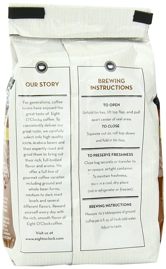 Eight O'Clock Coffee Hazelnut Ground Coffee, Medium Roast, 11 Ounce (Pack of 4) - Buttery, Smooth & Nutty