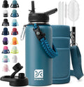Insulated Water Bottle | Thickened Stainless Steel Vacuum Metal | Portable Sports Water Jug for Gym and Hiking with Straw, Carrier Bag, Handle Strap | BPA-Free 32 oz