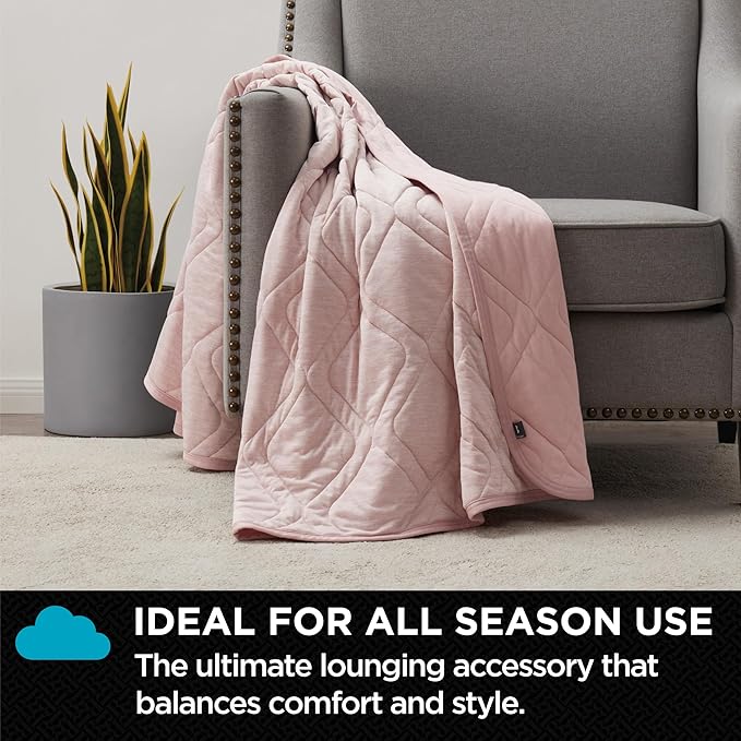 Brookstone Cooling Comfort Throw Blankets for Sleeping - Innovative Cooling Dual-Sided Throw - Oversized Cool Blanket for Hot Sleepers - Nylon and Polyethylene Blanket - Rose Smoke