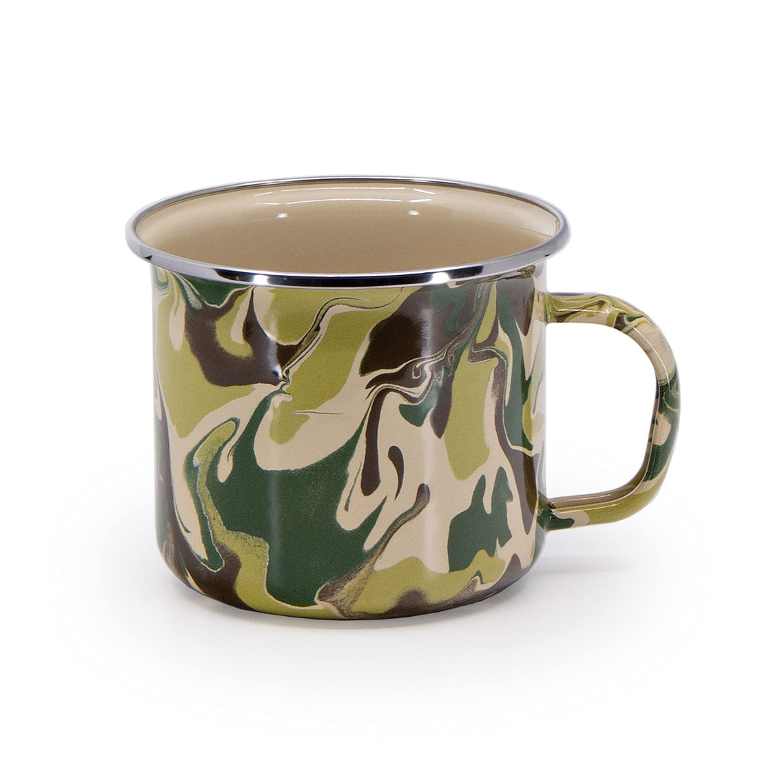 Grande Enamelware Mugs 24 oz, Set of 4 Carbon Steel Coffee Cups