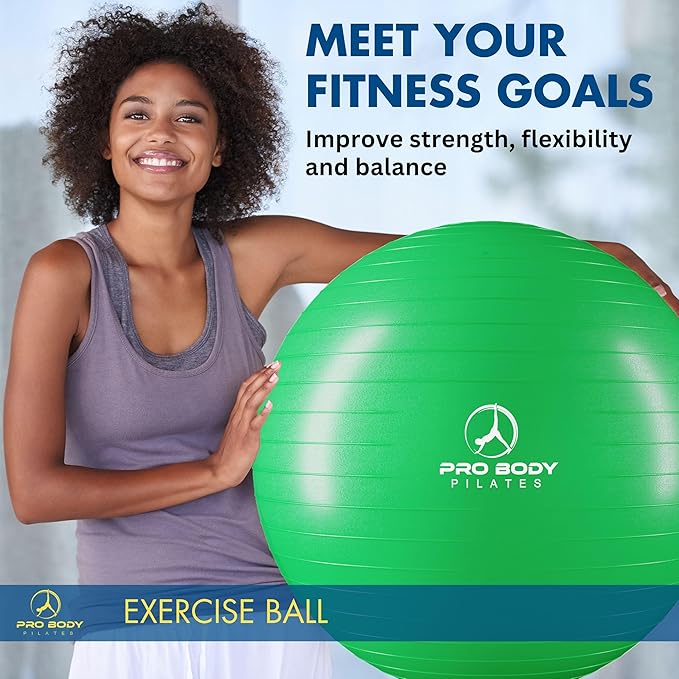 ProBody Pilates Exercise Ball - Multiple Sizes Gym Grade Balance Ball for Fitness, Yoga, Workout, Pregnancy & Physical Therapy