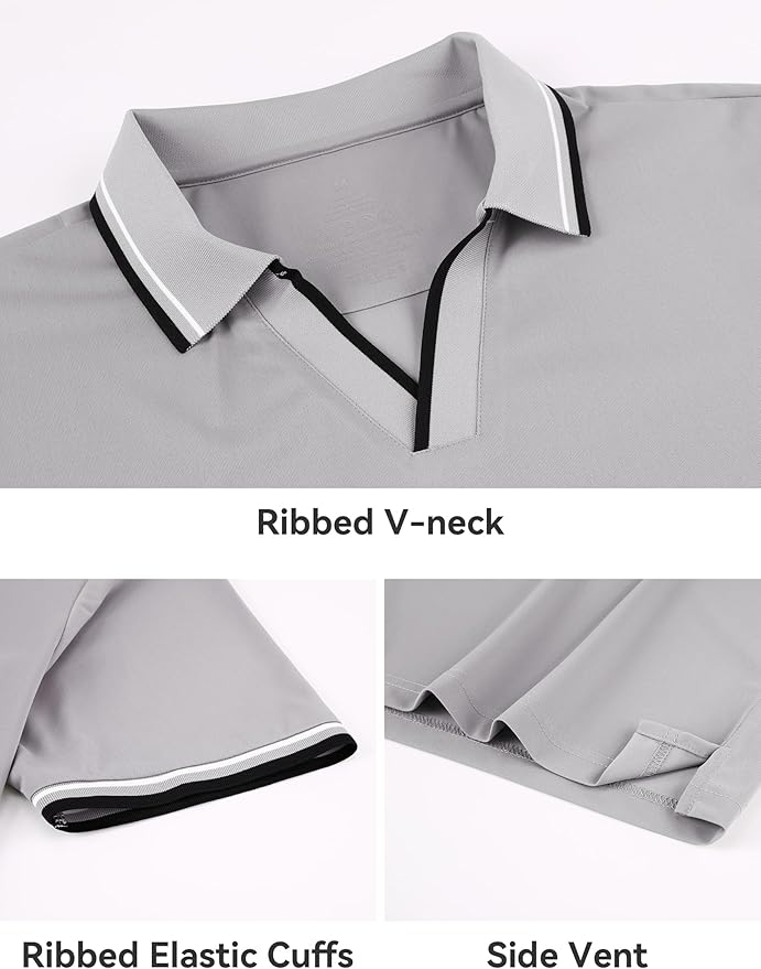 Men's Jacquard Golf Polo Shirt Moisture Wicking Dry Fit Active Tee