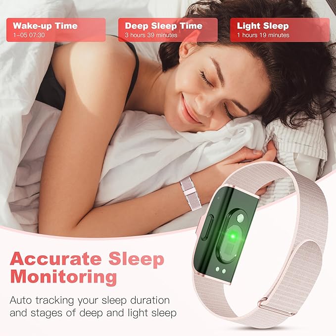 Sleep & Fitness Tracker Wristband for Women Men | 24/7 Heart Rate, Blood Oxygen & Stress Monitor | Step & Calorie Counter | IP68 Waterproof Activity Tracker, No Subscription Fee (Pink)