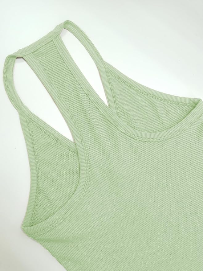 iGENJUN Workout Tops for Women Racerback Basic Tank Summer 2025 Camisole V Neck Slim Fit Ribbed Sleeveless
