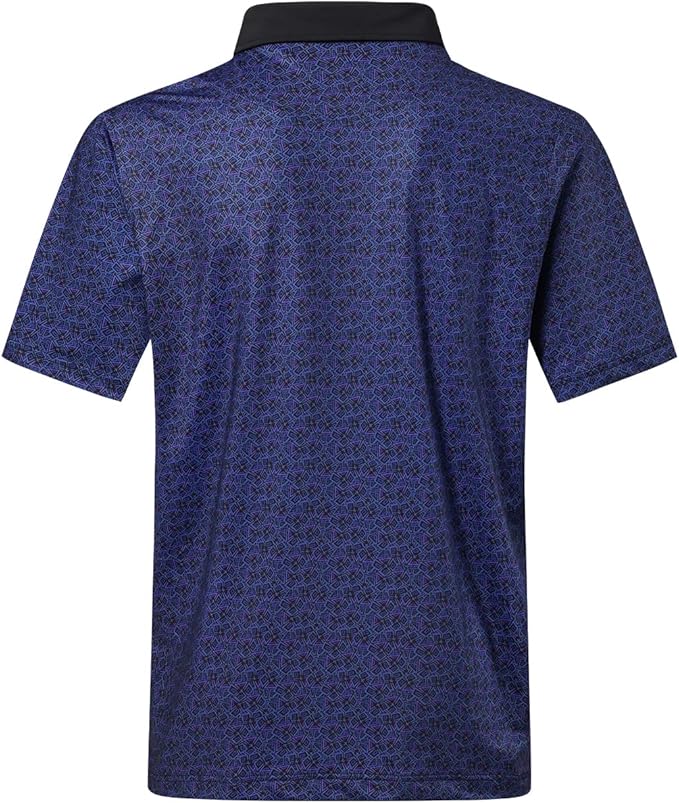 Men's Printed Performance Golf Polo - Quick-Dry Athletic Shirt
