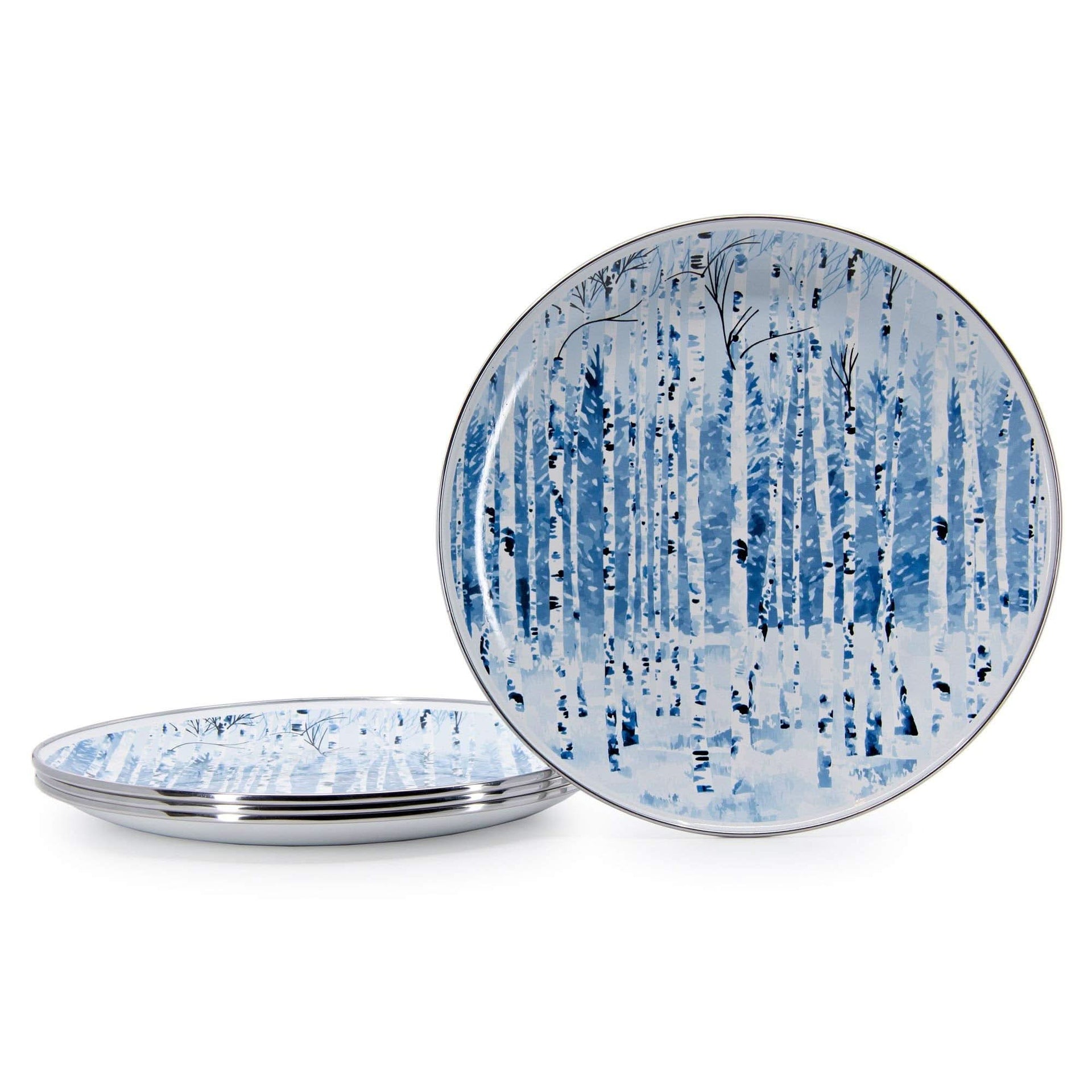 10.5-Inch Enamelware Dinner Plates, Carbon Steel - Set of 4