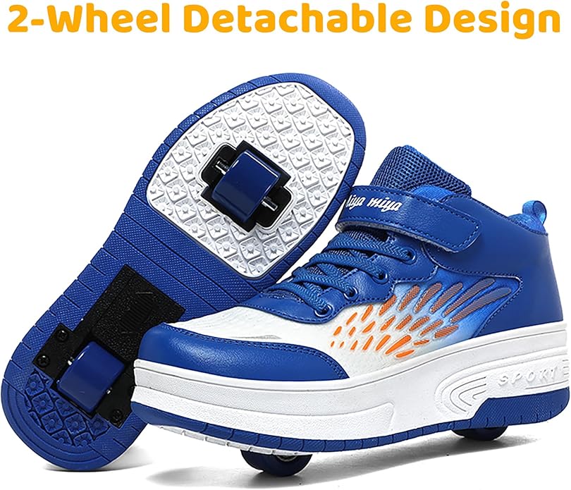 Wooowyet Roller Skate Shoes for Kids Boys Girls Rechargealbe Wheels Sneakers Fashion Roller Wheeled