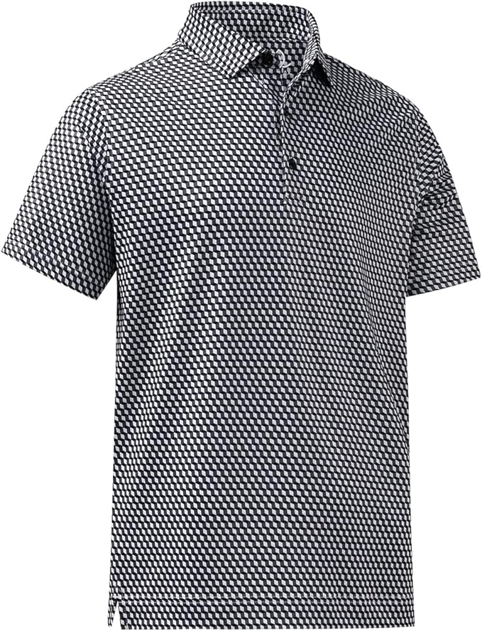 Men's Quick Dry Performance Polo Shirt - Athletic Print Golf Top