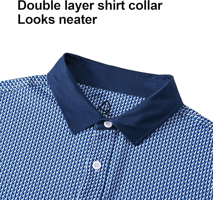 Men's Quick Dry Performance Polo Shirt - Athletic Print Golf Top