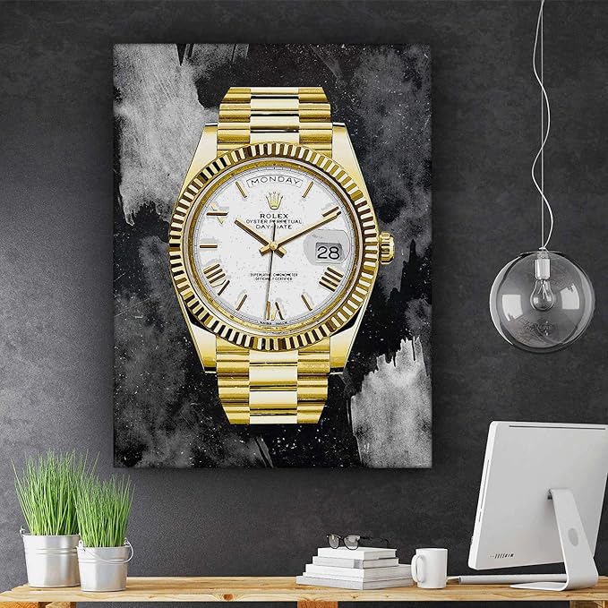 SuccessHunters Luxury Gold Watch Canvas Print Office Wall Decoration Home Decor Modern Art Prints Inspiration Motivation Inspire Entrepreneur Quote Inspirational Motivational House Decal (36" x 24")