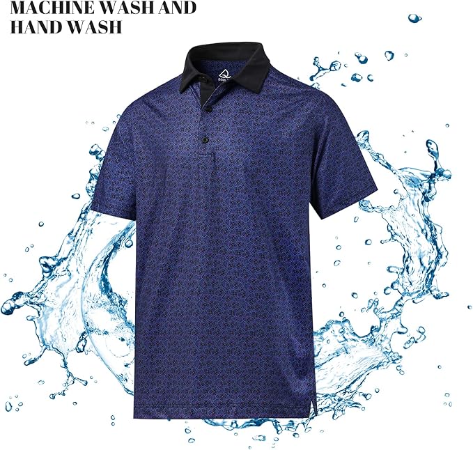 Men's Printed Performance Golf Polo - Quick-Dry Athletic Shirt