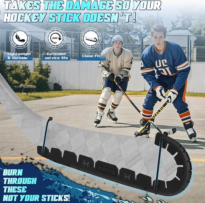 Hikeen Stick Blade Protector with 25 Wrap Ties,Wear-Resistant Hockey Blade Guard for Off Ice Training, Street Hockey, Universal Ice Hockey Traning Fit Kids, Intermediate, Senior Sticks