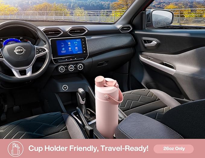 26 oz Insulated Water Bottle with 2-in-1 Straw and Spout Lid, Keep Cold 24H, Leak-Proof, Fits in Car Cup Holder, Stainless Steel Water Bottle for Sports, Travel, Gym, and School (Petal Path)