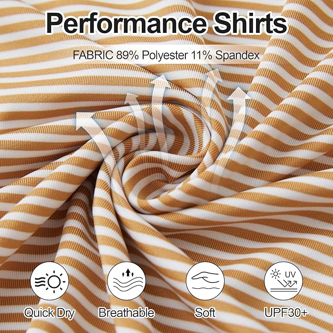 Men's Striped Golf Polo Shirt - Moisture Wicking Athletic Sport Top