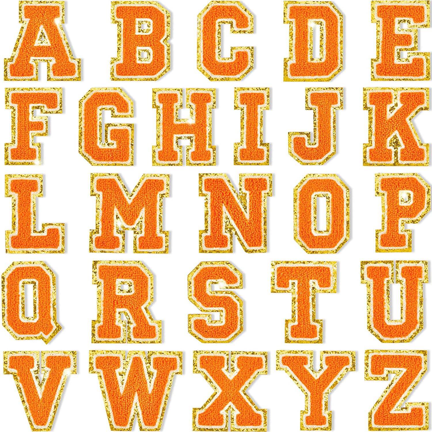 Orange Self Adhesive Chenille Letters Patches
