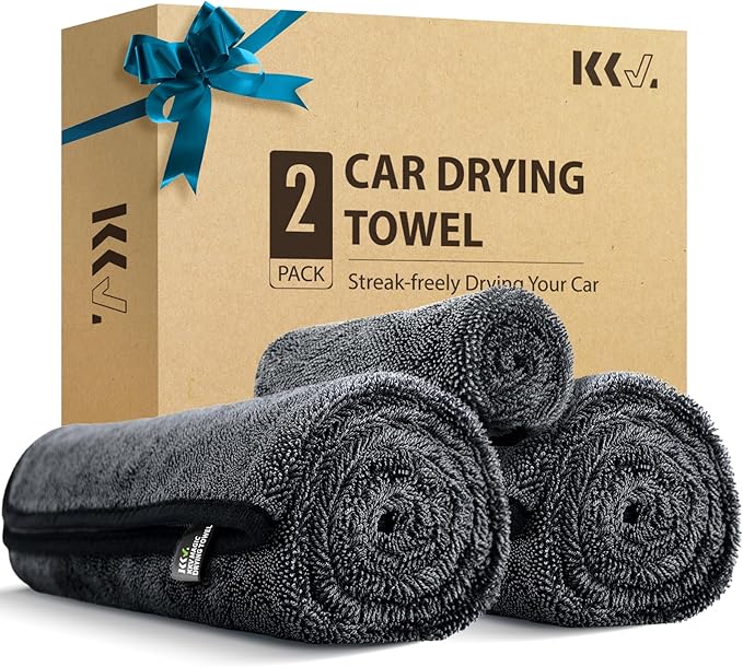 KKV 2-Pack Microfiber Towels (35"x 24") Extra Large Ultra Absorbent Drying Towel for Cars and Trucks, Without Streaks, Scratches, or Water Spots