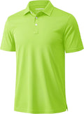 Men's neon-green short sleeve golf polo shirt with 3-button placket and rib-knit cuffs