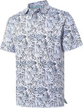Men's striped performance golf polo featuring moisture-wicking technology