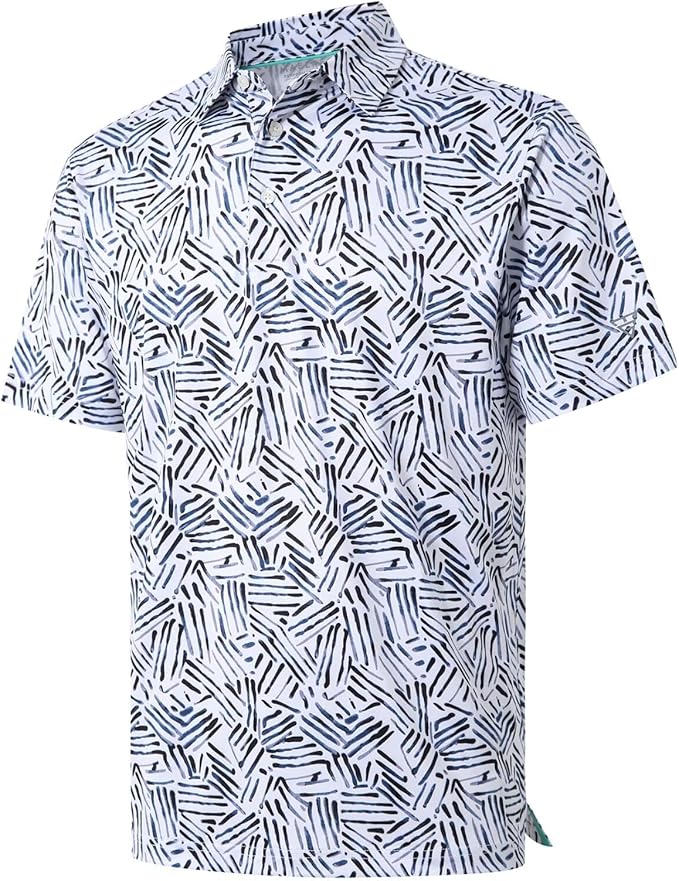 Men's Ironwave Fitness striped performance short sleeve golf polo shirt
