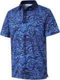 Men's short sleeve performance golf polo with striped pattern