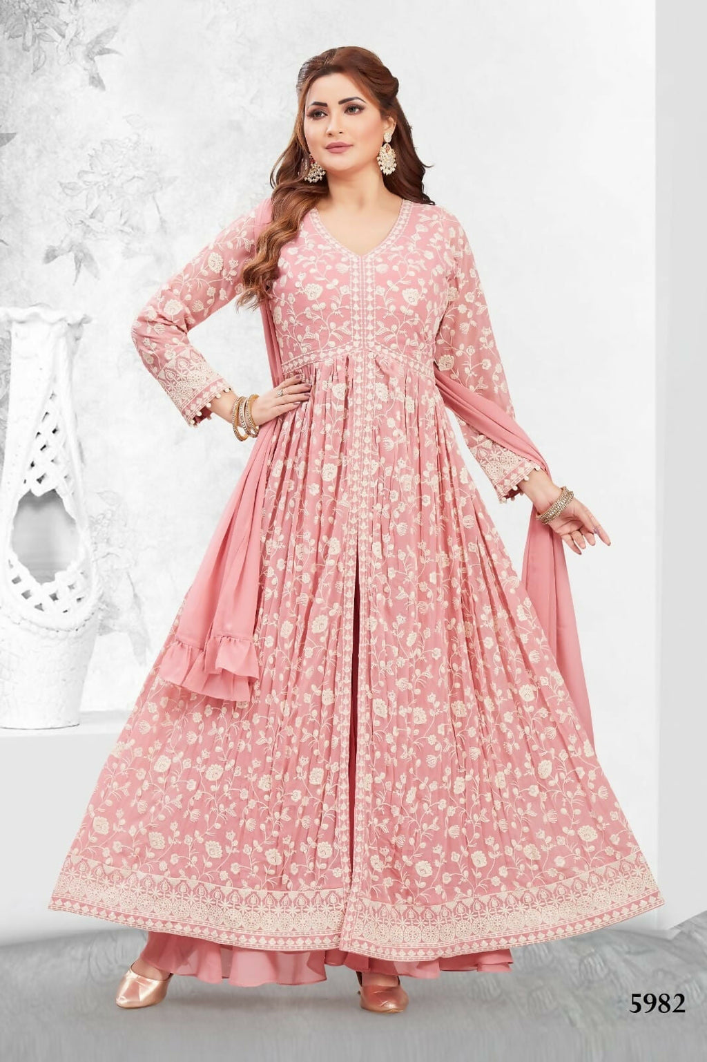 Peach Georgette 3-Piece Kurta Set for Women