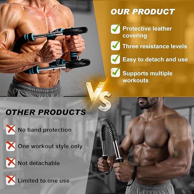 Twister Arm Exerciser Bar – Heavy Duty Adjustable Resistance (60-110 lbs) for Chest, Arms & Shoulders – Portable Home Fitness Equipment for Strength Training Anywhere