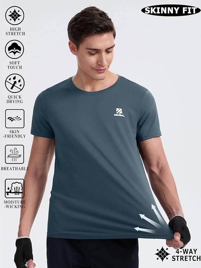 Moisture Wicking Quick Dry Soft Pickleball Workout Hiking Camping Running Shirts for Men Outdoor Sports