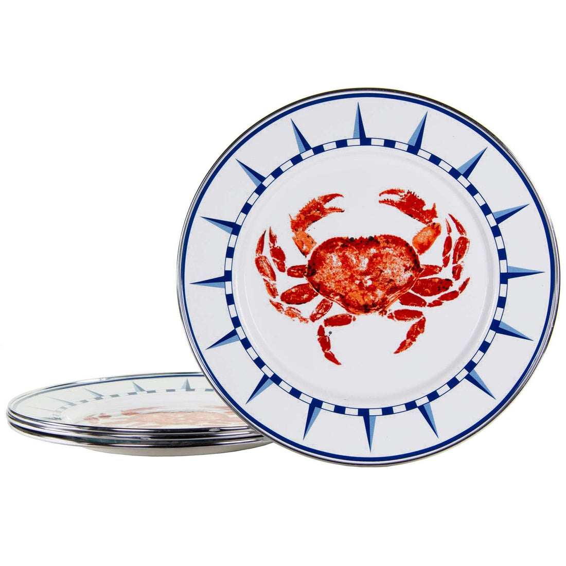 10.5-Inch Enamelware Dinner Plates, Carbon Steel - Set of 4