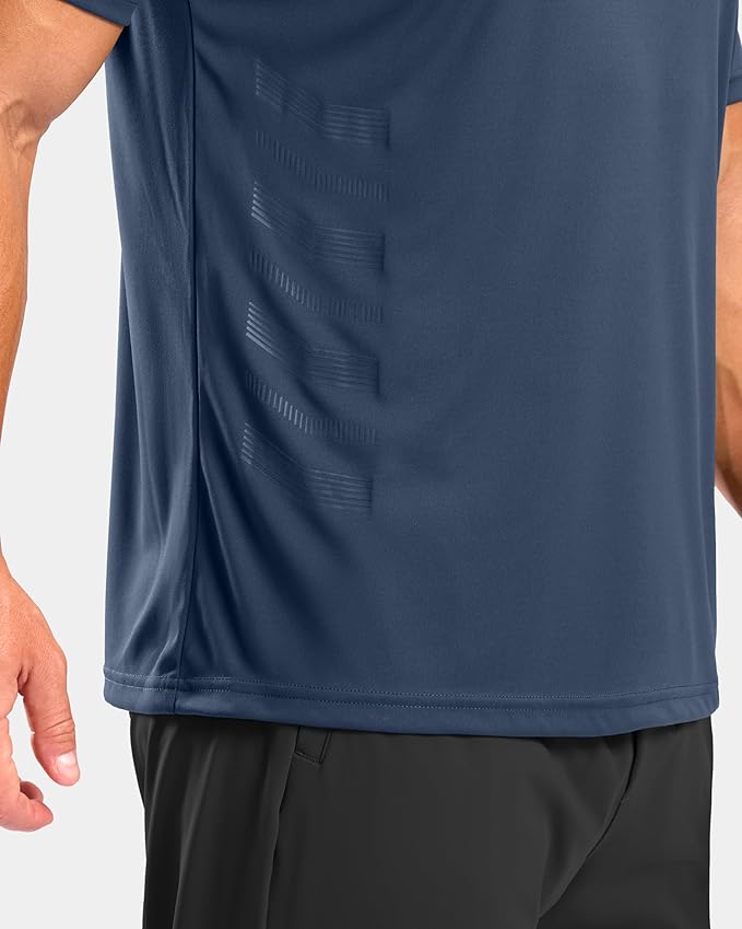 Men's Navy Blue Workout T-Shirt Lightweight Moisture Wicking Gym Top