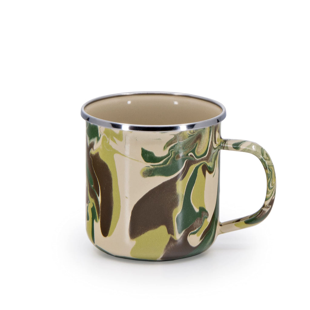 Camouflage Enamelware Mugs Set of 4 Rustic Camp-Core