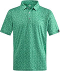 Men wearing a stylish printed short-sleeve performance golf polo shirt