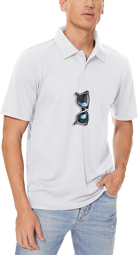 Men's Quick Dry Polo Shirt Moisture Wicking Performance Golf Shirt