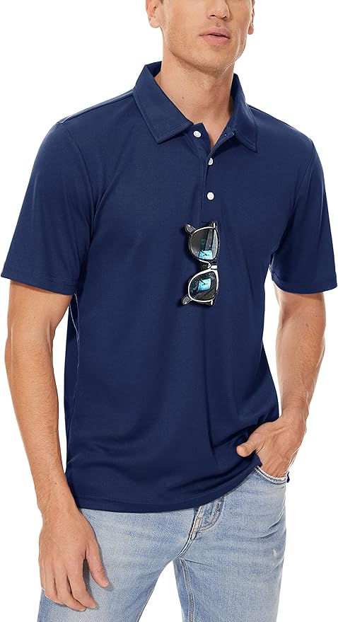 Men's Quick Dry Polo Shirt Moisture Wicking Performance Golf Shirt