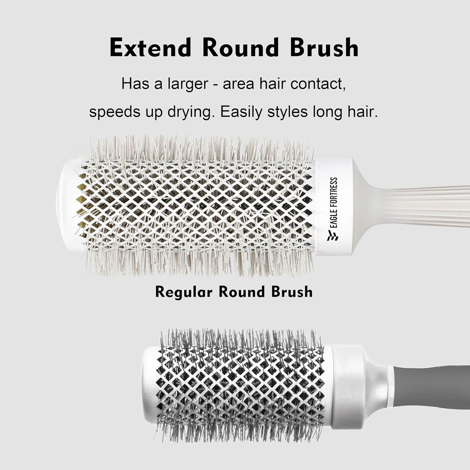 Professional Extended Barrel Round Hair Brush, Ceramic & Ionic, Grey