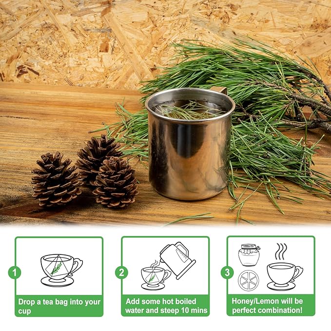 TEARELAE - Pine Needle Tea Bags - 3.53oz/100g (2.5g X 40 Bags) - 100% Pure Natural Dried Masson Pine Needles - Cut & Sifted - Caffeine-free
