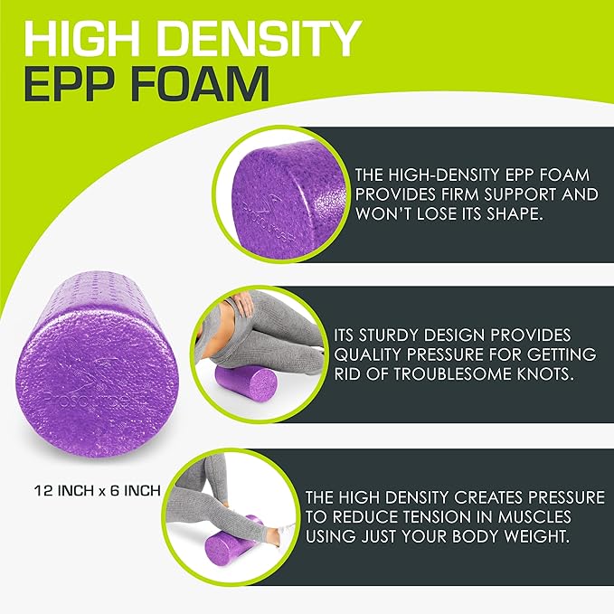 ProsourceFit High Density Foam Rollers 18 to 36 - inches Long, Firm Full Body Athletic Massage Tool for Back Stretching, Yoga, Pilates, Post Workout Muscle Recuperation