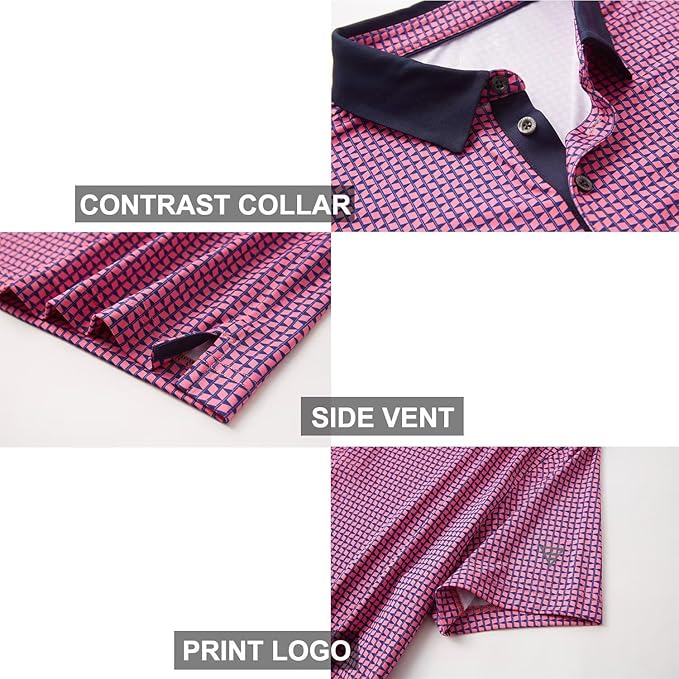 Men's Striped Short Sleeve Golf Polo - Moisture Wicking Dry Fit
