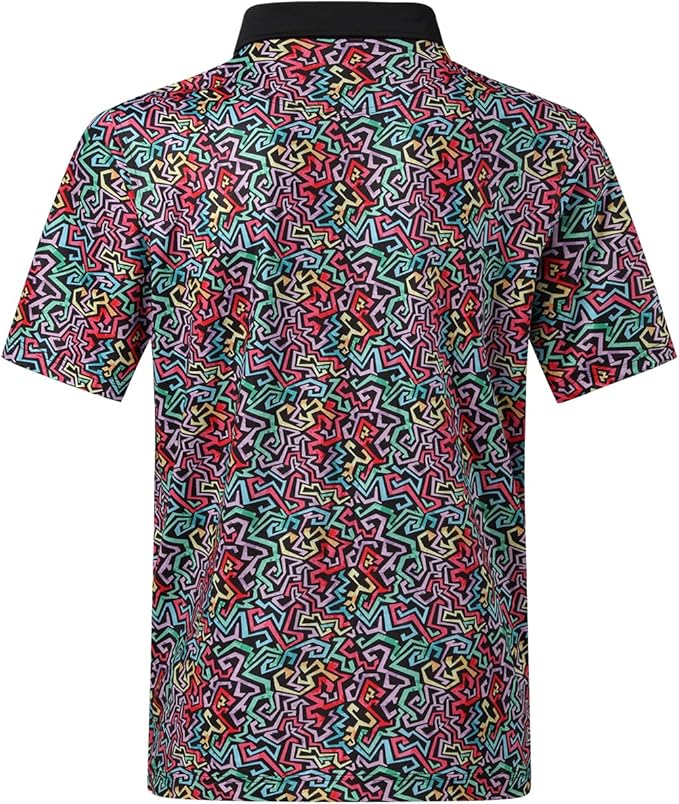 Men's Quick Dry Performance Polo Shirt - Athletic Print Golf Top